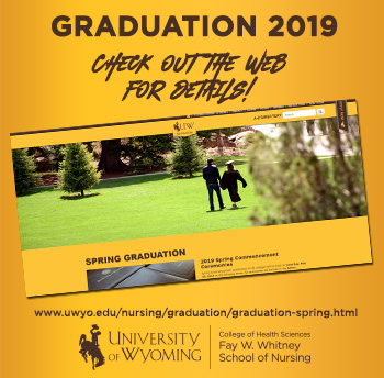 gold block with picture of graduation 2019 web page