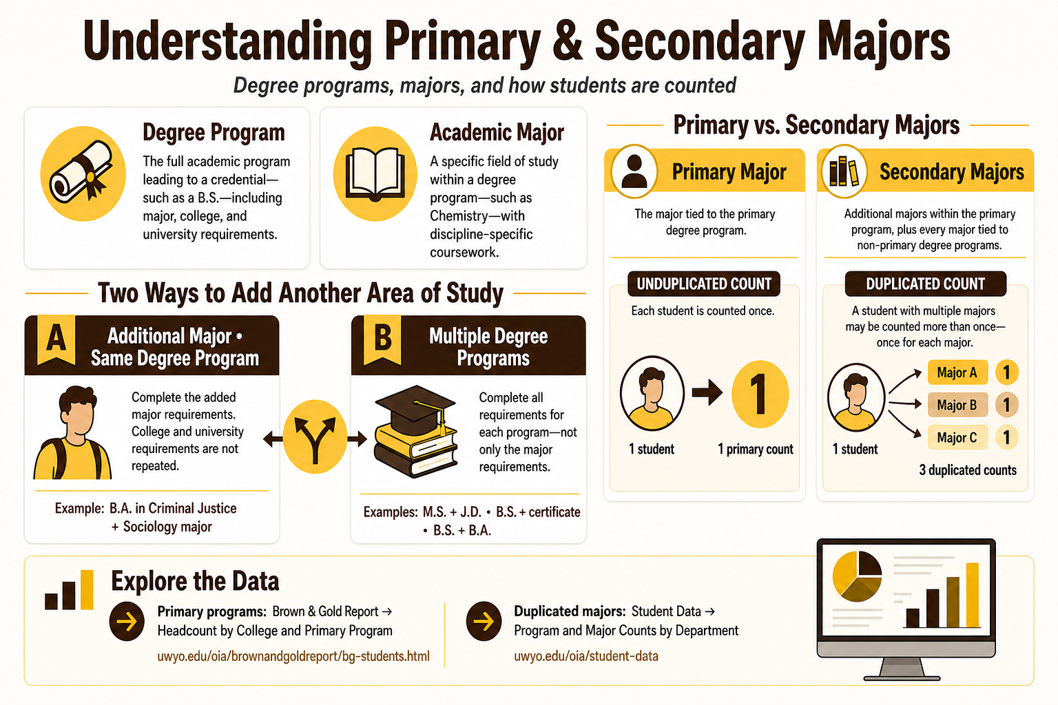 Infographic of Understanding Primary & Secondary Majors. Infographic generated with AI assistance from OIA source content and reviewed for accuracy.