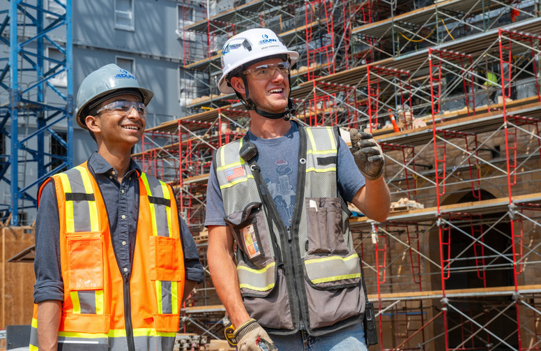 student gets tour of north and south hall construction