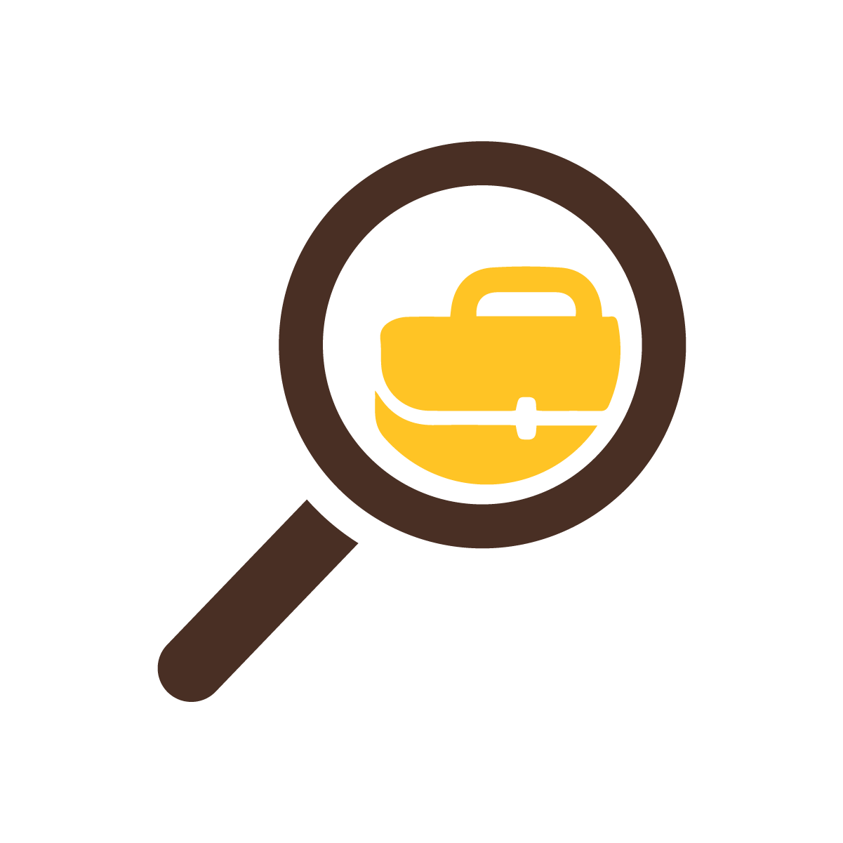 Magnifying glass and briefcase 