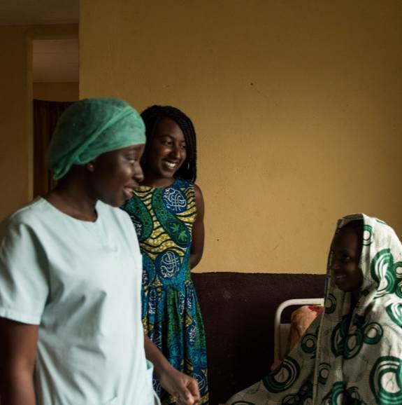 women in a healthcare center in Cameroon