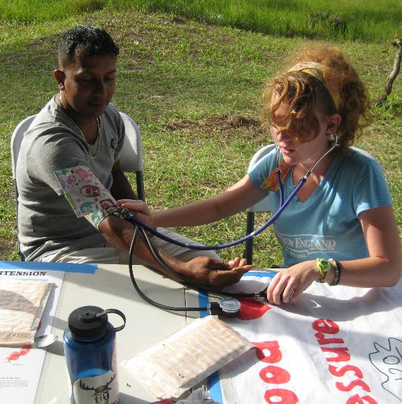 a man in Guyana getting a blood pressure check