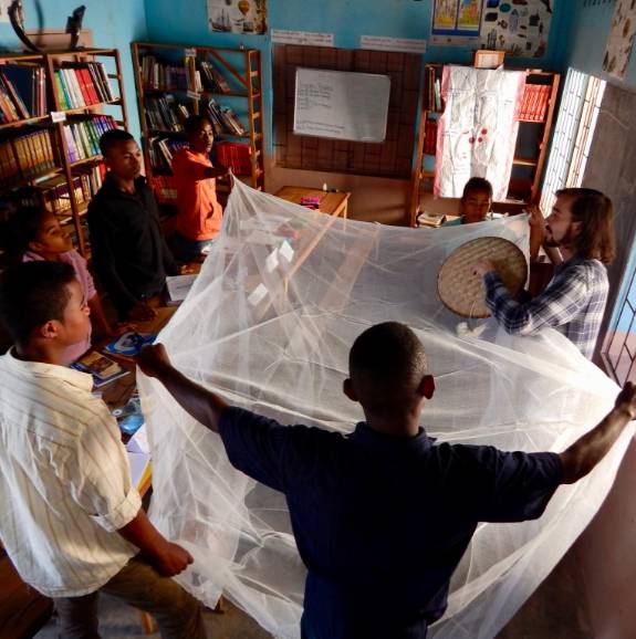 mosquito net demonstration in Madagascar