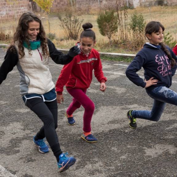 pcv and girls in Armenia exercising