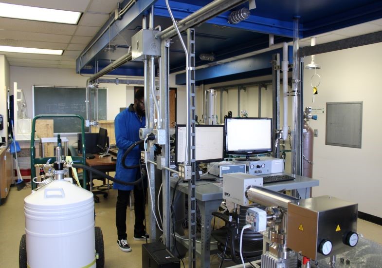 graduate student working in lab