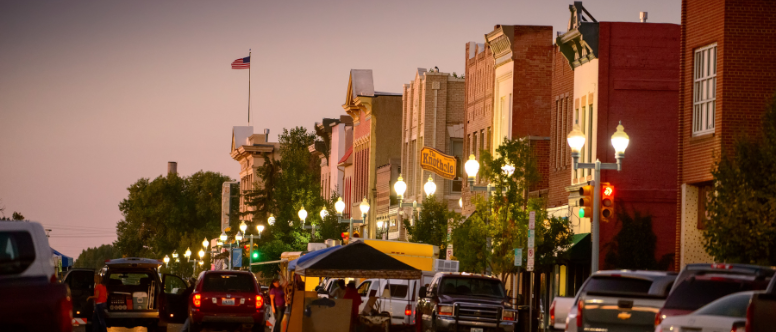 Downtown Laramie at dusk