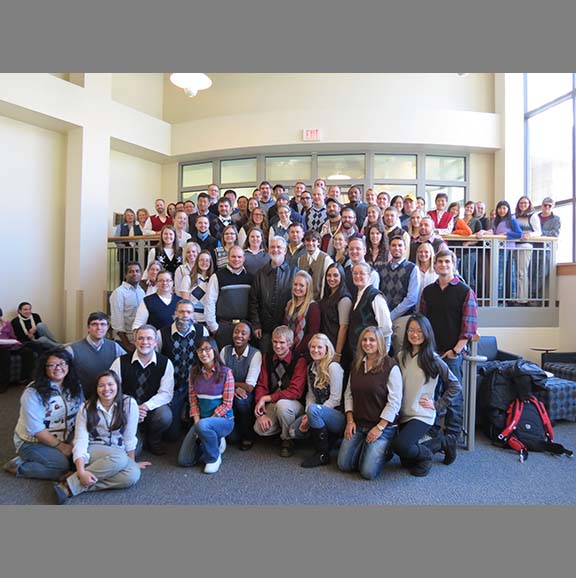 Faculty and students gathering in the UW College of Health Sciences.