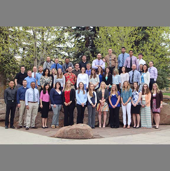 UW Pharmacy students gathering outside. 