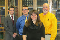 UW Doctor of Pharmacy/MBA students (L to R) Steven Schoeber, Jimmy Curtiss, and Anna Bayert are pictured with their advisor, Dr. Larry Staubach, assistant professor of social and administrative pharmacy. Project