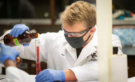 pharmacy student in a lab