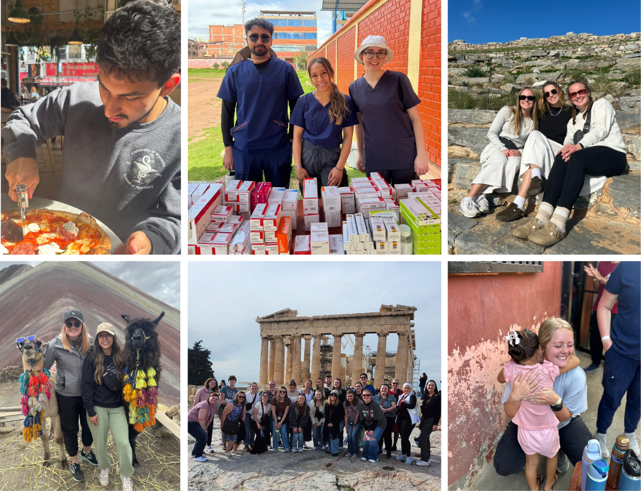 Collage of students on international trips
