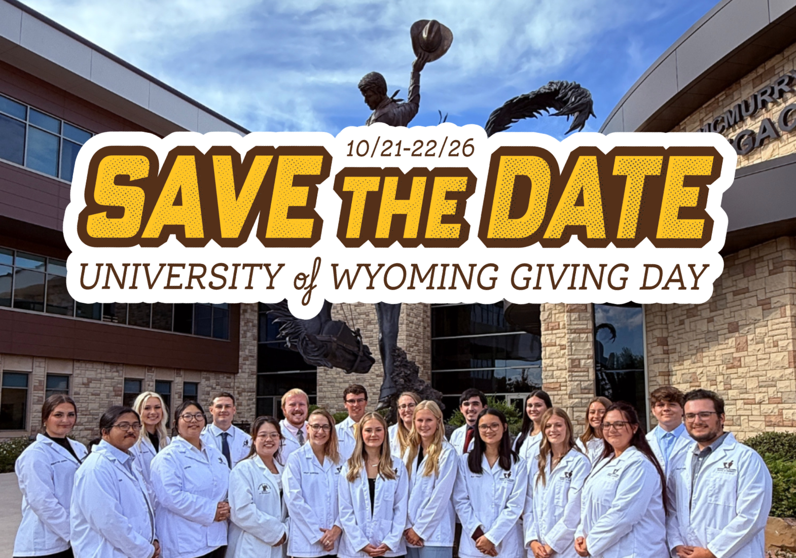 students standing in their white coats