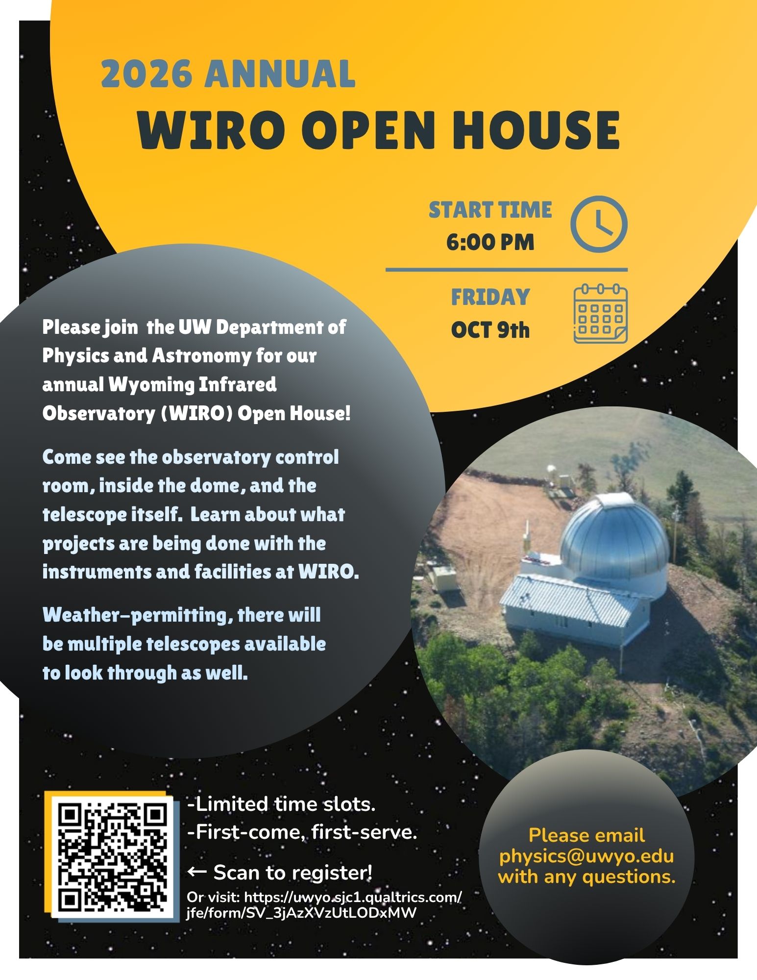 2026 WIRO Flyer featuring data and time, activities, and links to register for open house.