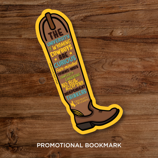Promotional bookmark shaped like a boot