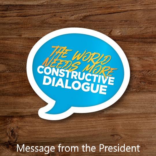 Promtional sticker for constructive dialogue