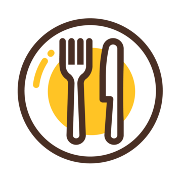 Brown and gold UW plate with fork and knife icon