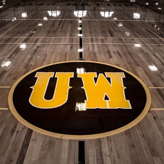 logo on basketball court