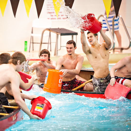 Students participate in Intramural Canoe Battleships