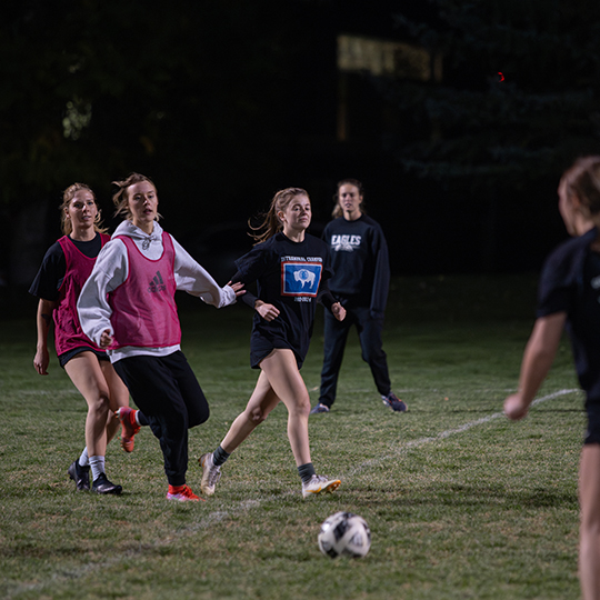 Students play Intramural Outdoor Soccer