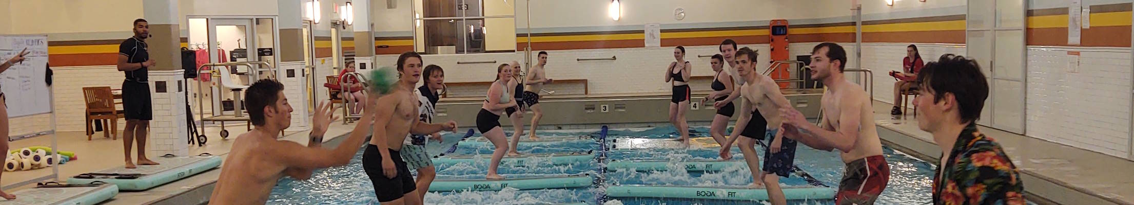 Students participate in a Boga Fit aquatic class