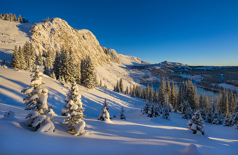 A snowy scene from the Snowy Range Mountains