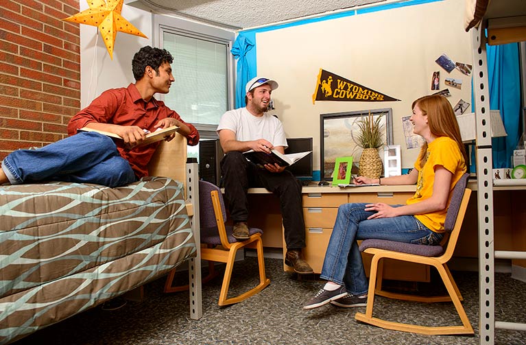 students in a dorm room
