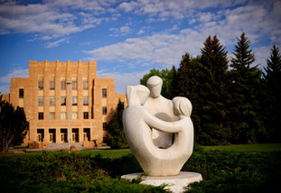 The family statue located in Prexy's Pasture