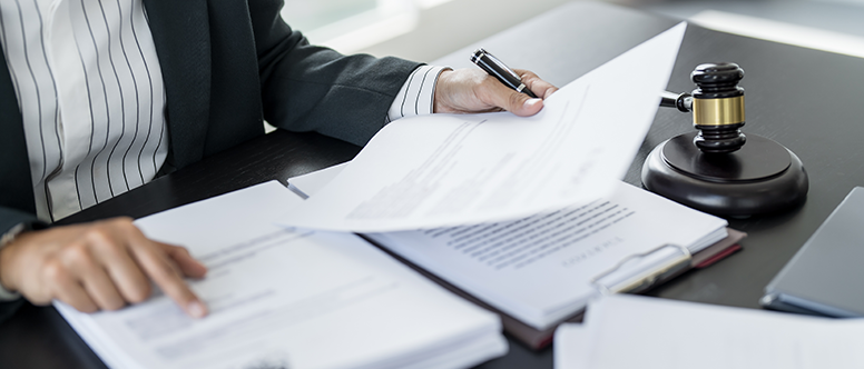 person examining papers