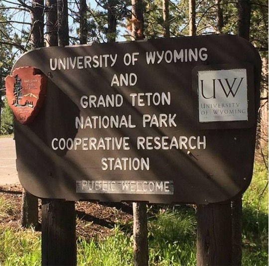 Sign with wording, "University of Wyoming and Grand Teton National Park Cooperative Research Station"