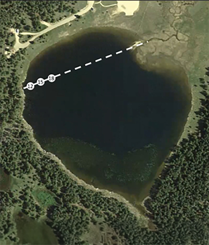 Aerial view of Lower Paintrock Lake