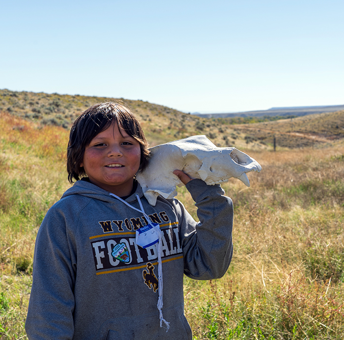 Boy with skull