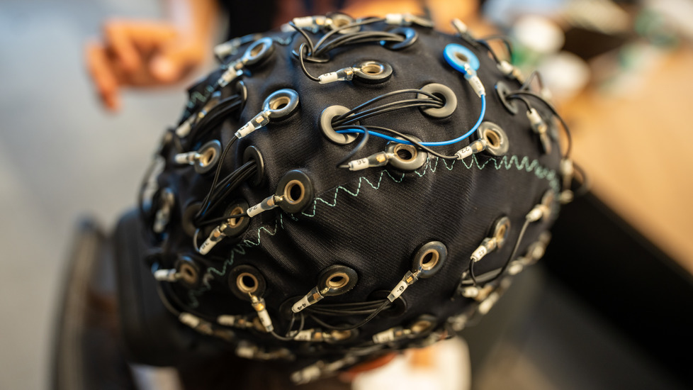 cap with wires hooked to it