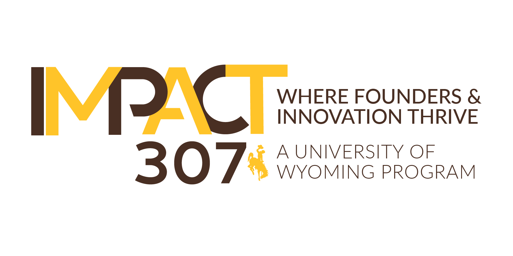 IMPACT 307 logo with tagline: Where founders & innovation thrive, a University of Wyoming program