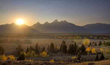 Sunset over Wyoming Mountains 