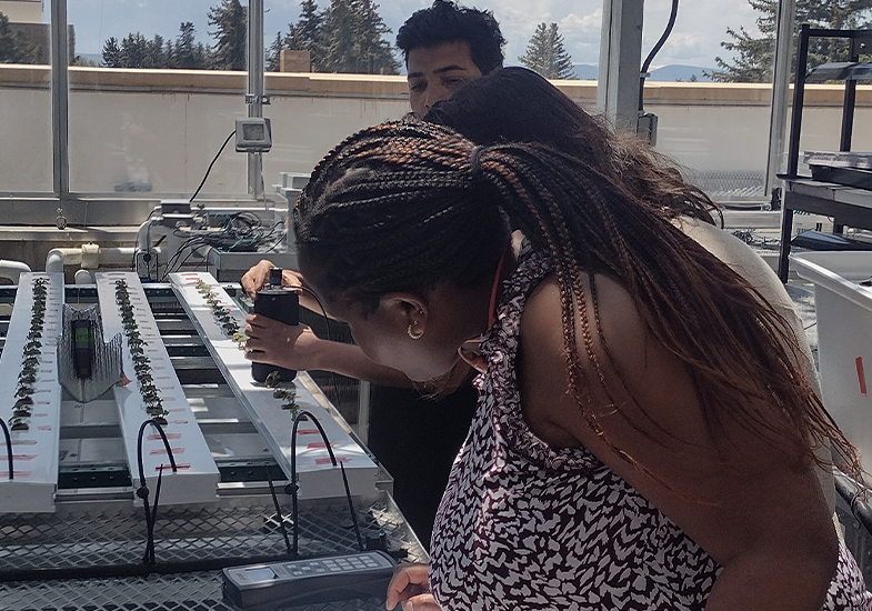 researchers looking at equipment