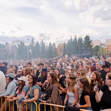 Students standing at concert