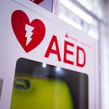 AED mounted to a wall