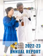 Cover of 2022-2023 SI Annual Report - two scientists working together
