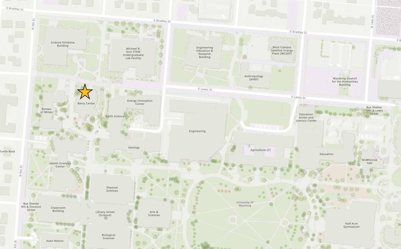 Berry Center marked on campus map