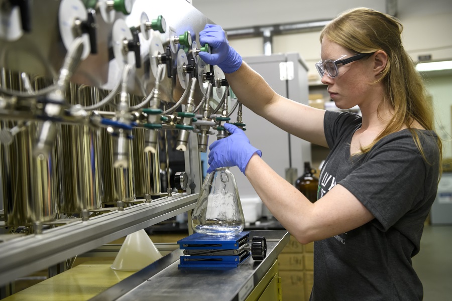 student in lab
