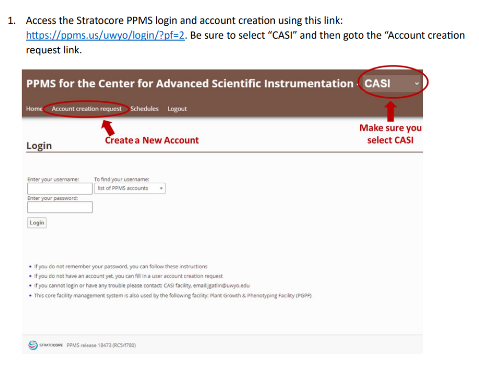 Access to CASI scheduling document