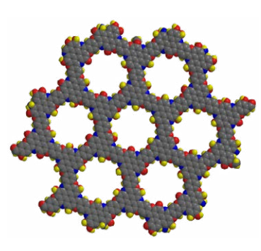 Covalent Organic Frameworks, materials with molecule-sized pores that are used for size-selective filtration and purification