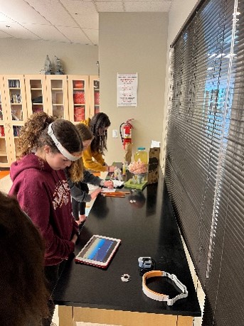 students using the functional near-infrared spectroscopy device by Mendi