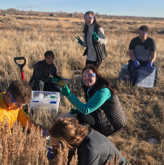 Students in Rachel's 2019 Capstone course collect samples from an old Wyoming Landfill. Their PBL was structured around the problem of leaching contanminants from this landfill.