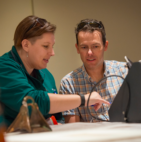 A LAMP Fellow and Mentor engage in object-based learning at the Wyoming Art Museum. 