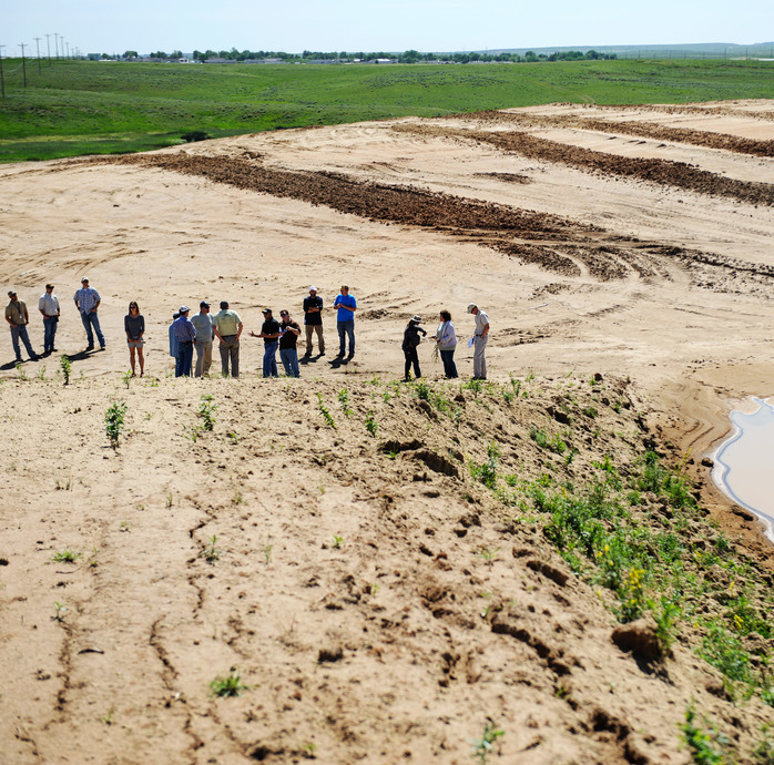 Field work and workshop to develop a reclamation plan, a far away image of the whole group