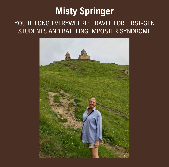 Image graphic featuring a photo of Misty Springer, with the title of her presentation and a brief quote. 