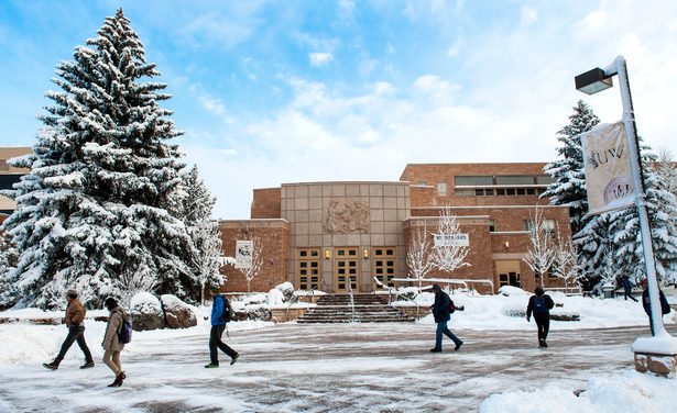 Image of the College of Education building after a recent snow fall.
