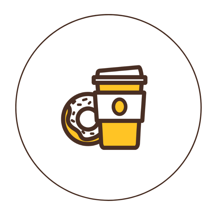 Coffee and donut icon.