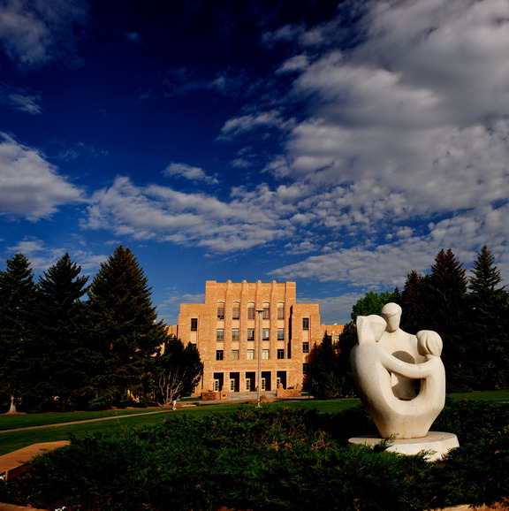 Sculpture in Precy's Pasture in front of the Arts and Sciences building.